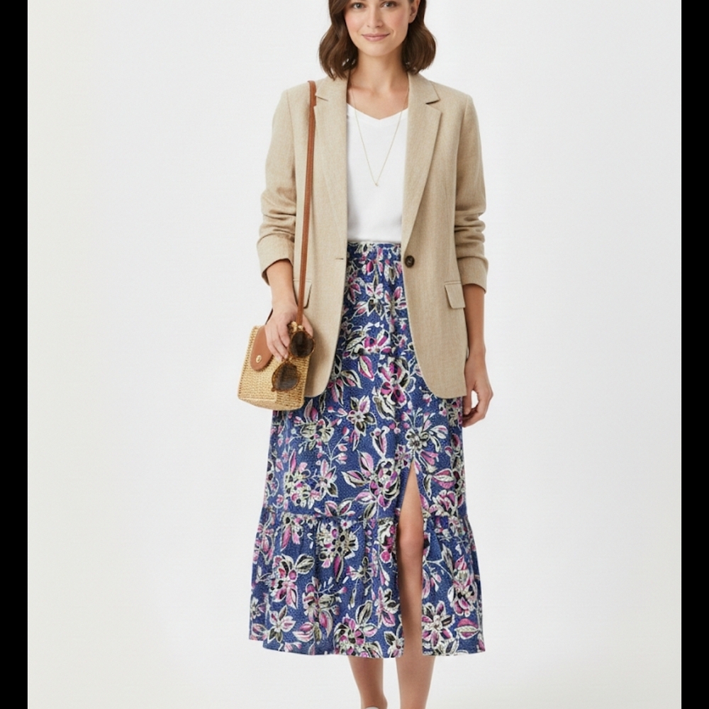Expresso Floral Print Midi Skirt Size M - Picture 2 of 13